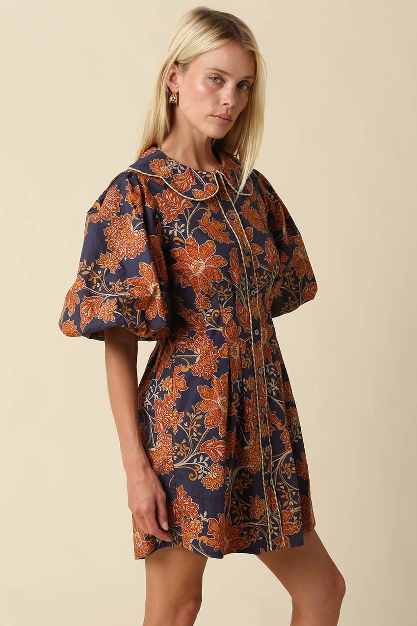 Floral Puff Sleeve Mini Dress