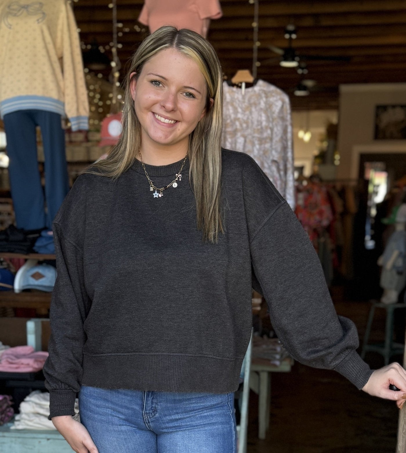 Acid Wash Oversized Pullover - Black - Mercantile213