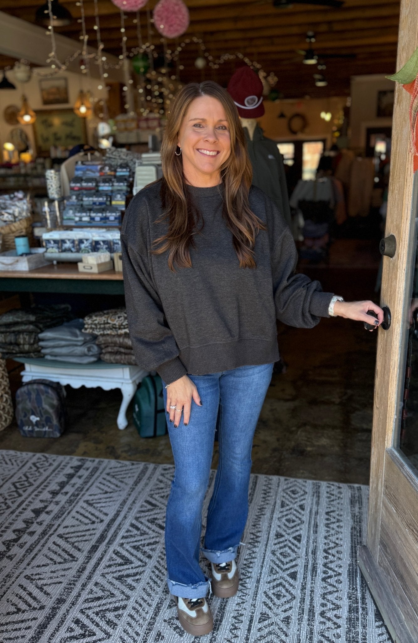 Acid Wash Oversized Pullover - Black - Mercantile213