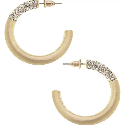 Adara Pave Hoop Earrings - Gold - Mercantile213