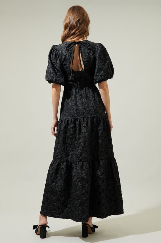 Arielle Jacquard Maxi Dress - Black - Mercantile213