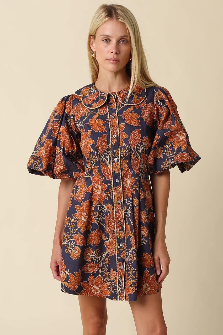 Floral Puff Sleeve Mini Dress