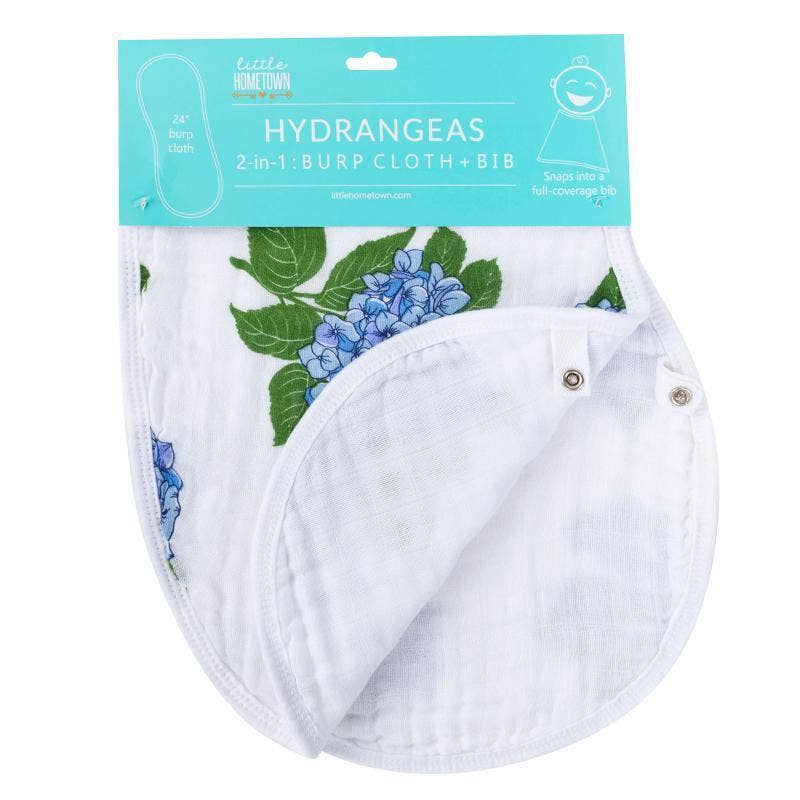 Baby Burp Cloth & Bib Combo: Hydrangeas - Mercantile213