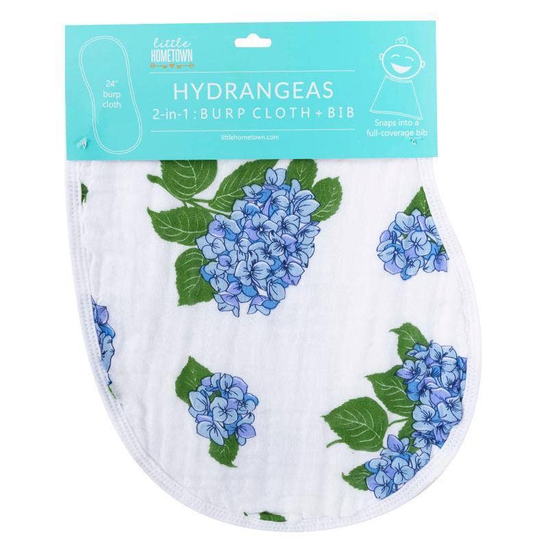 Baby Burp Cloth & Bib Combo: Hydrangeas - Mercantile213