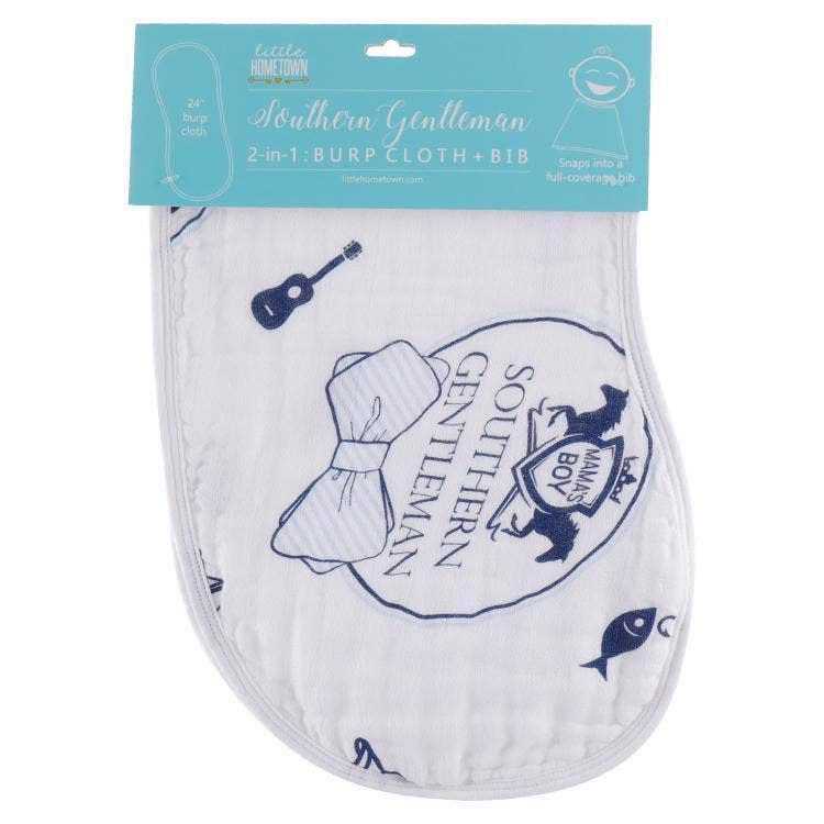Baby Burp Cloth & Bib Combo: Southern Gentleman - Mercantile213