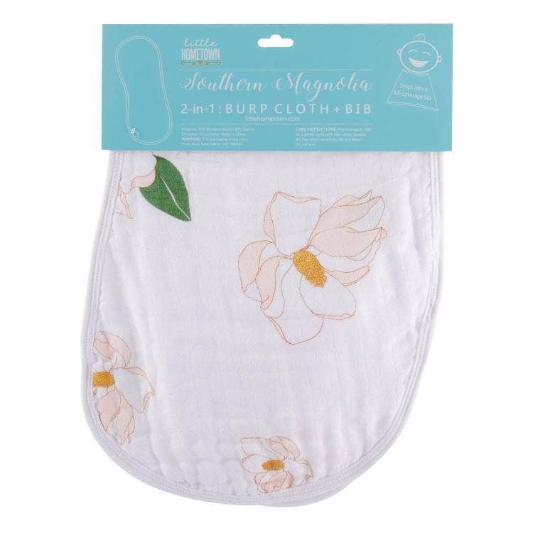 Baby Burp Cloth & Bib Combo: Southern Magnolia - Mercantile213