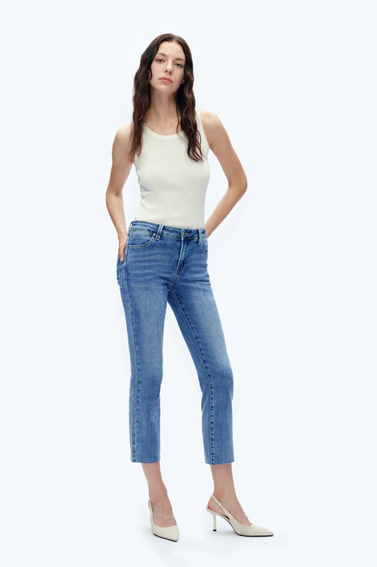 Bayeas Mid Rise Straight Jeans Raw Edge - BYT5001 - Mercantile213