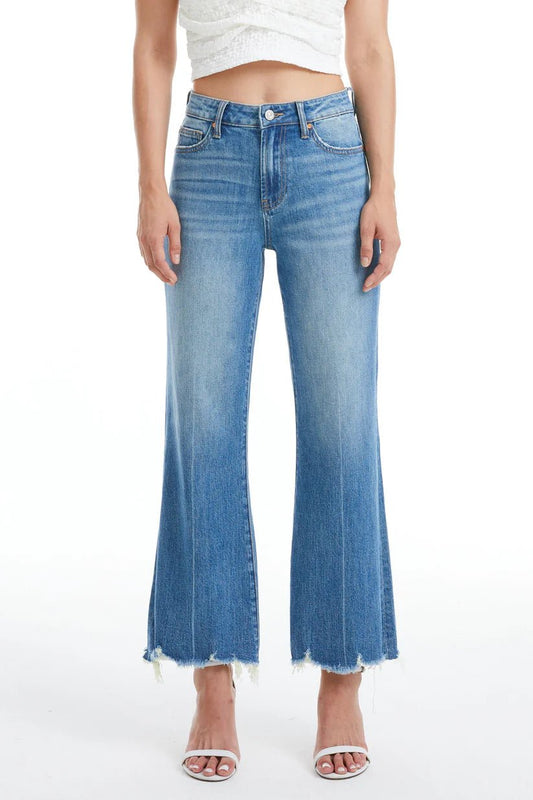 Bayeas Mid Rise Wide Leg with Frayed Hem Jeans - BYW8132 - Mercantile213