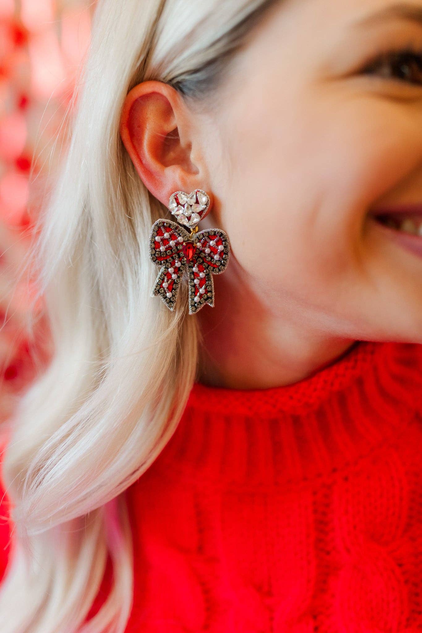 Beaded Bella Bows: Red/Pink - Mercantile213