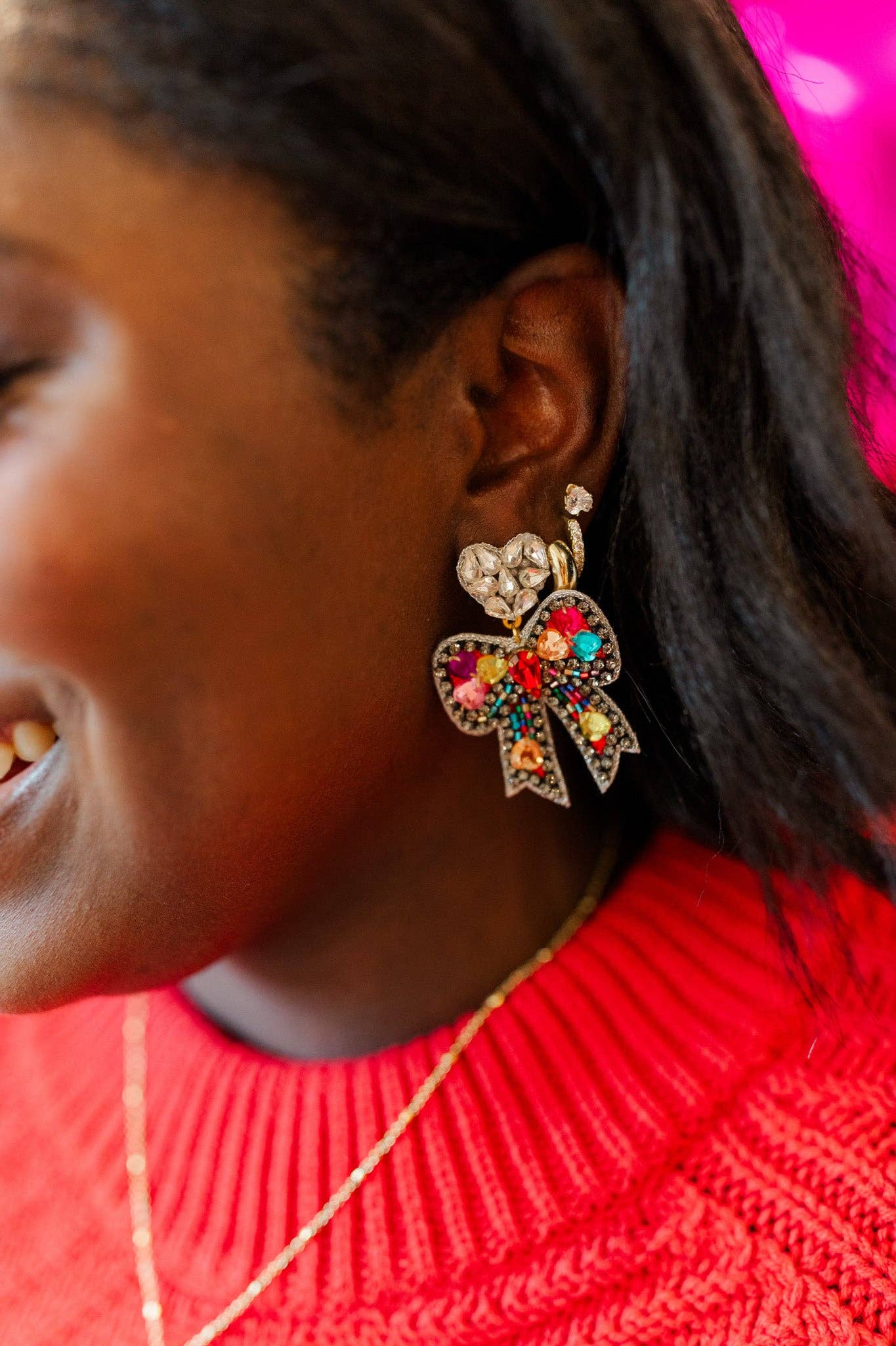 Beaded Bella Bows: Red/Pink - Mercantile213