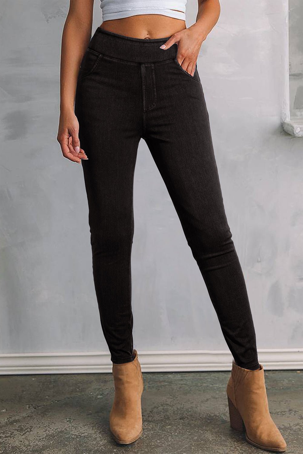 Black Denim Skinny Jeggings - Mercantile213