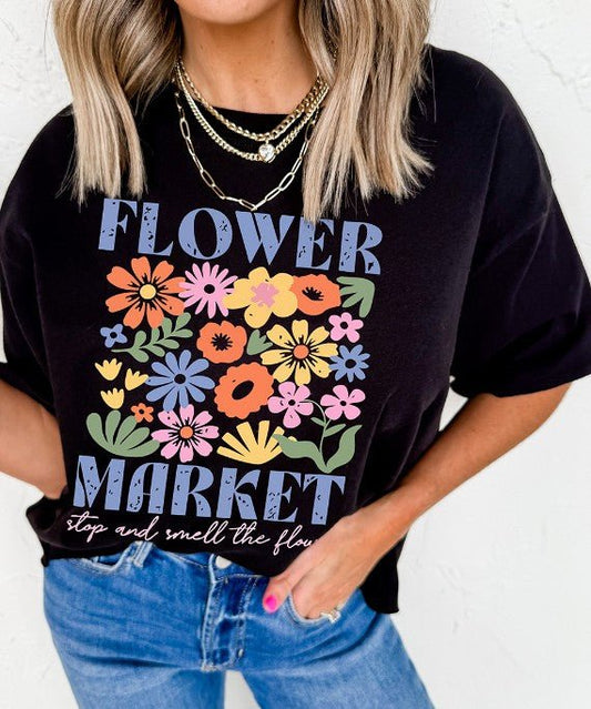 Black Flower Market Tee - Mercantile213