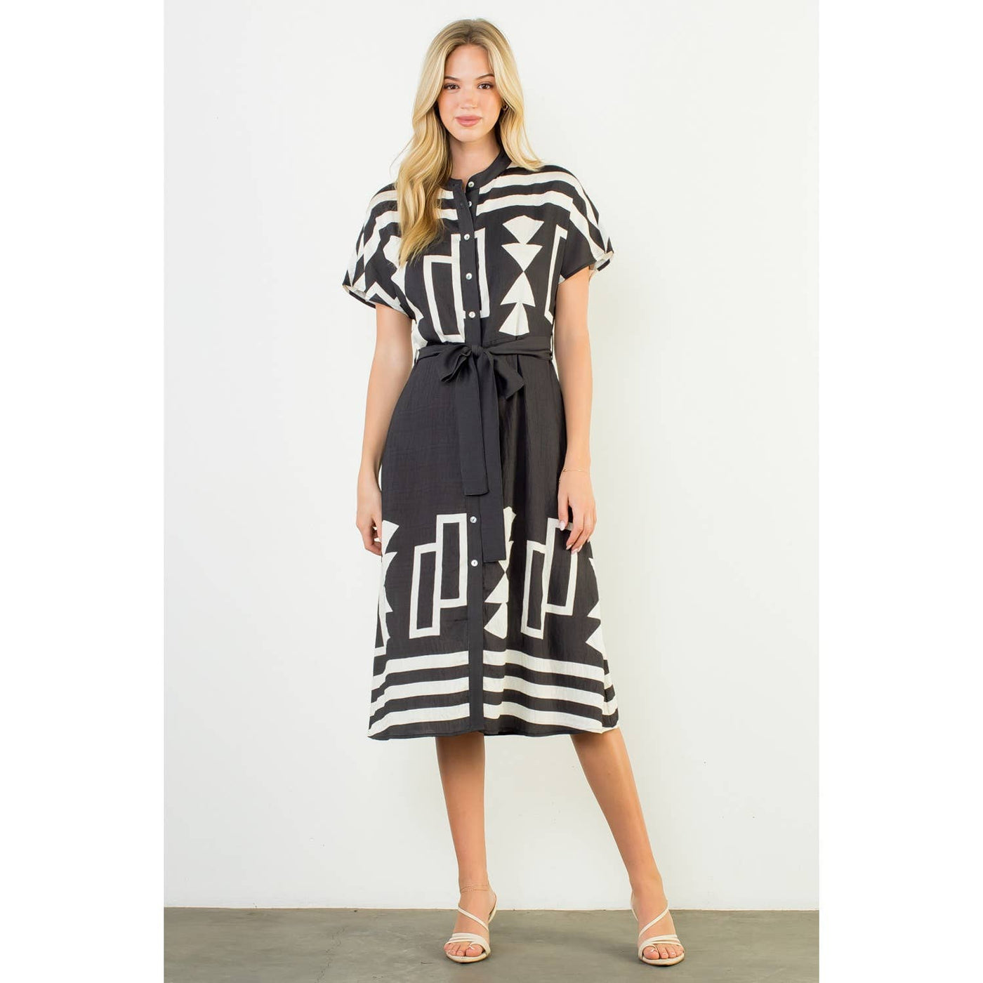 Black Geo Print Dress - Mercantile213