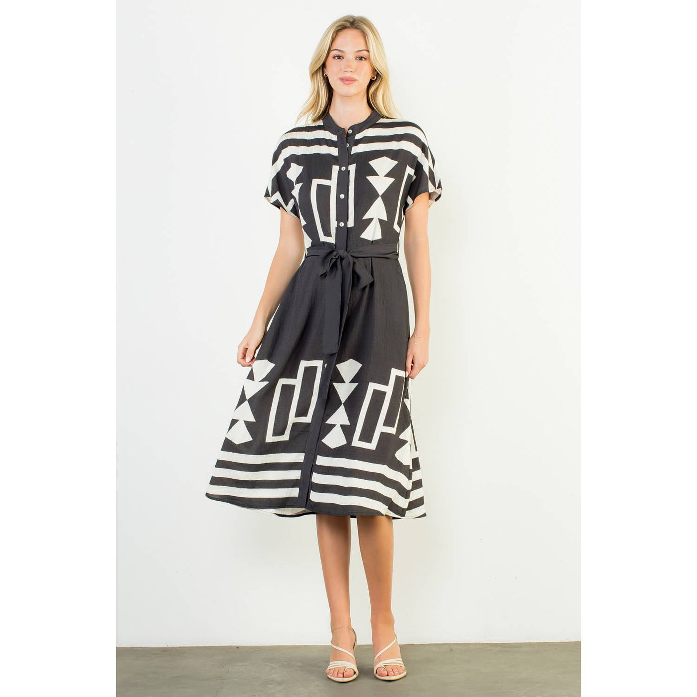 Black Geo Print Dress - Mercantile213