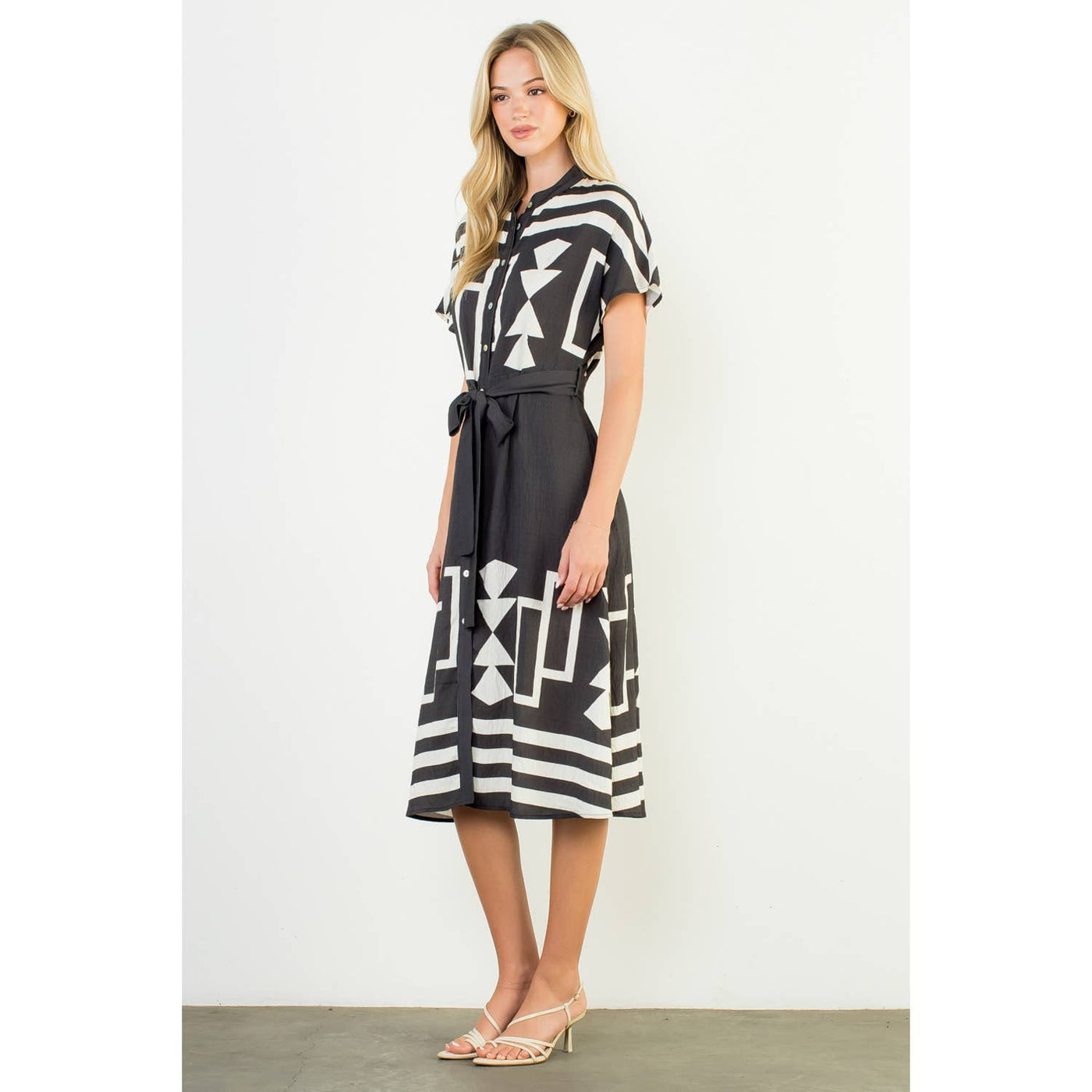 Black Geo Print Dress - Mercantile213