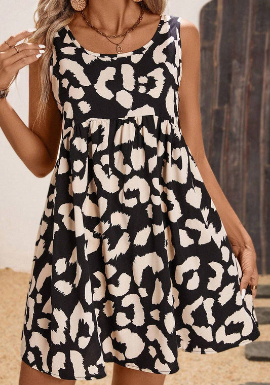 Black Leopard Sleeveless Dress - Mercantile213