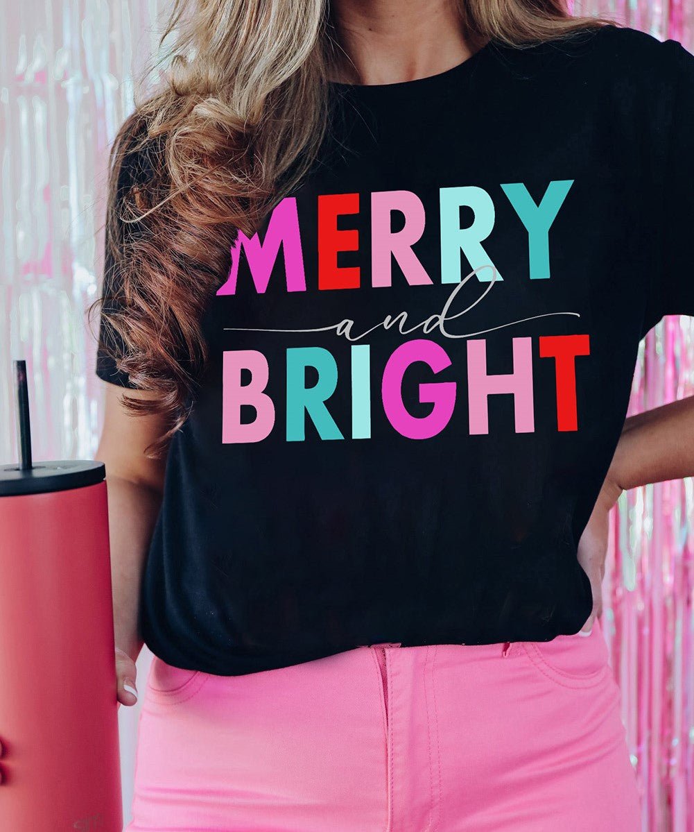 Black Merry And Bright Tee - Mercantile213