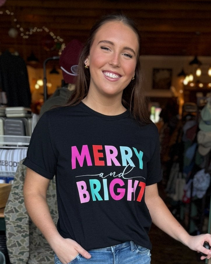 Black Merry And Bright Tee - Mercantile213