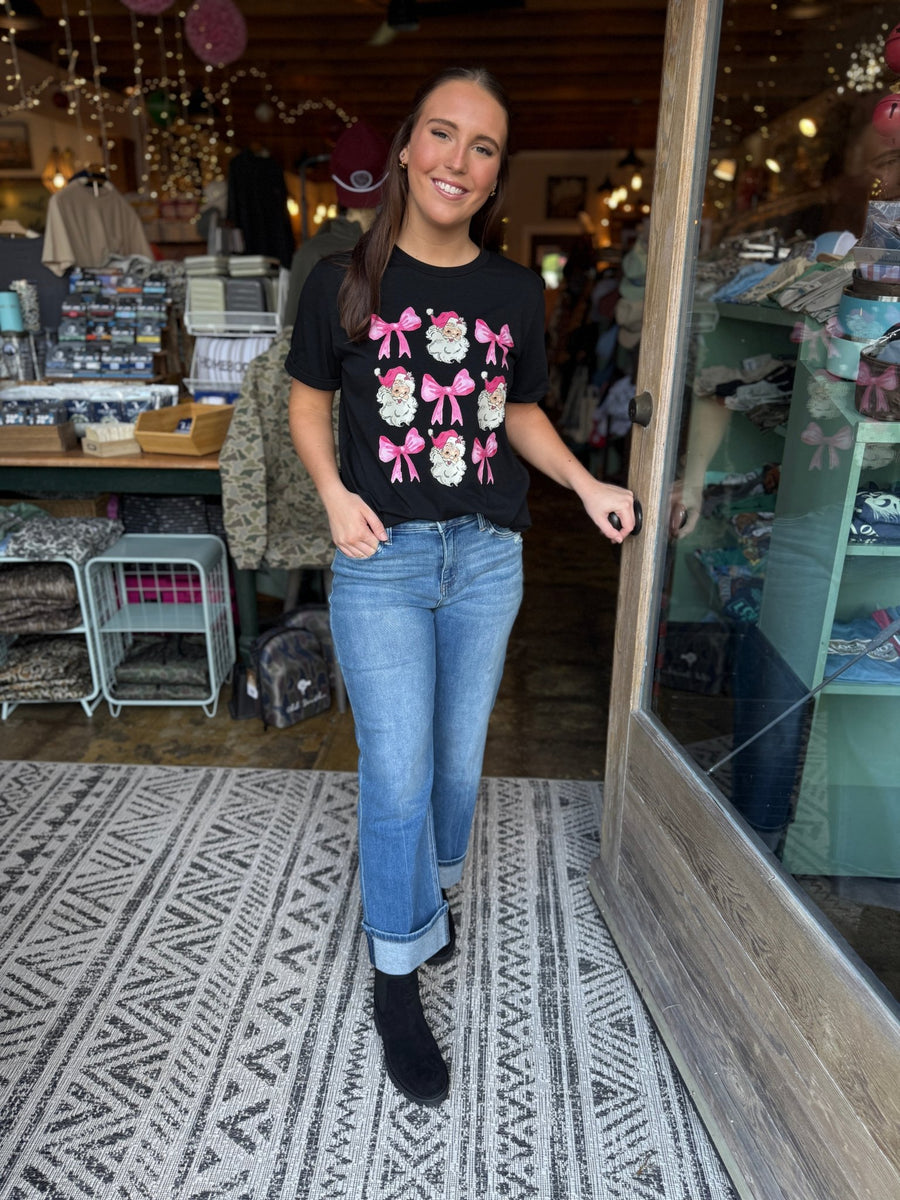 Black Santa Claus Bowknot Tee - Mercantile213