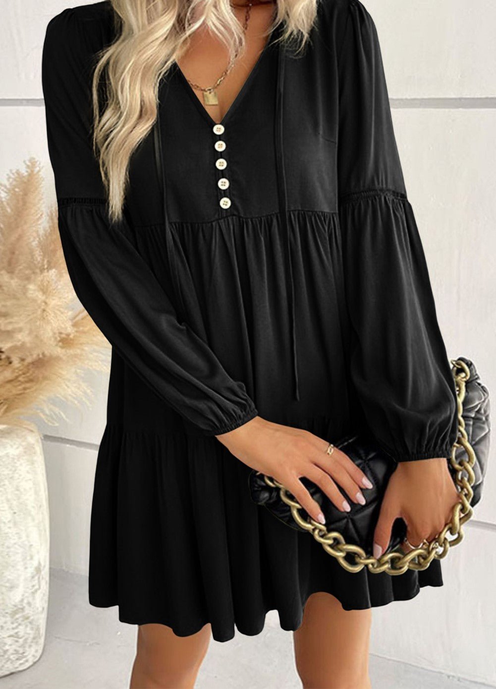 Black Tiered Dress - Mercantile213