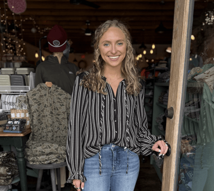 Black/White Stripe Laced Collar Blouse - Mercantile213