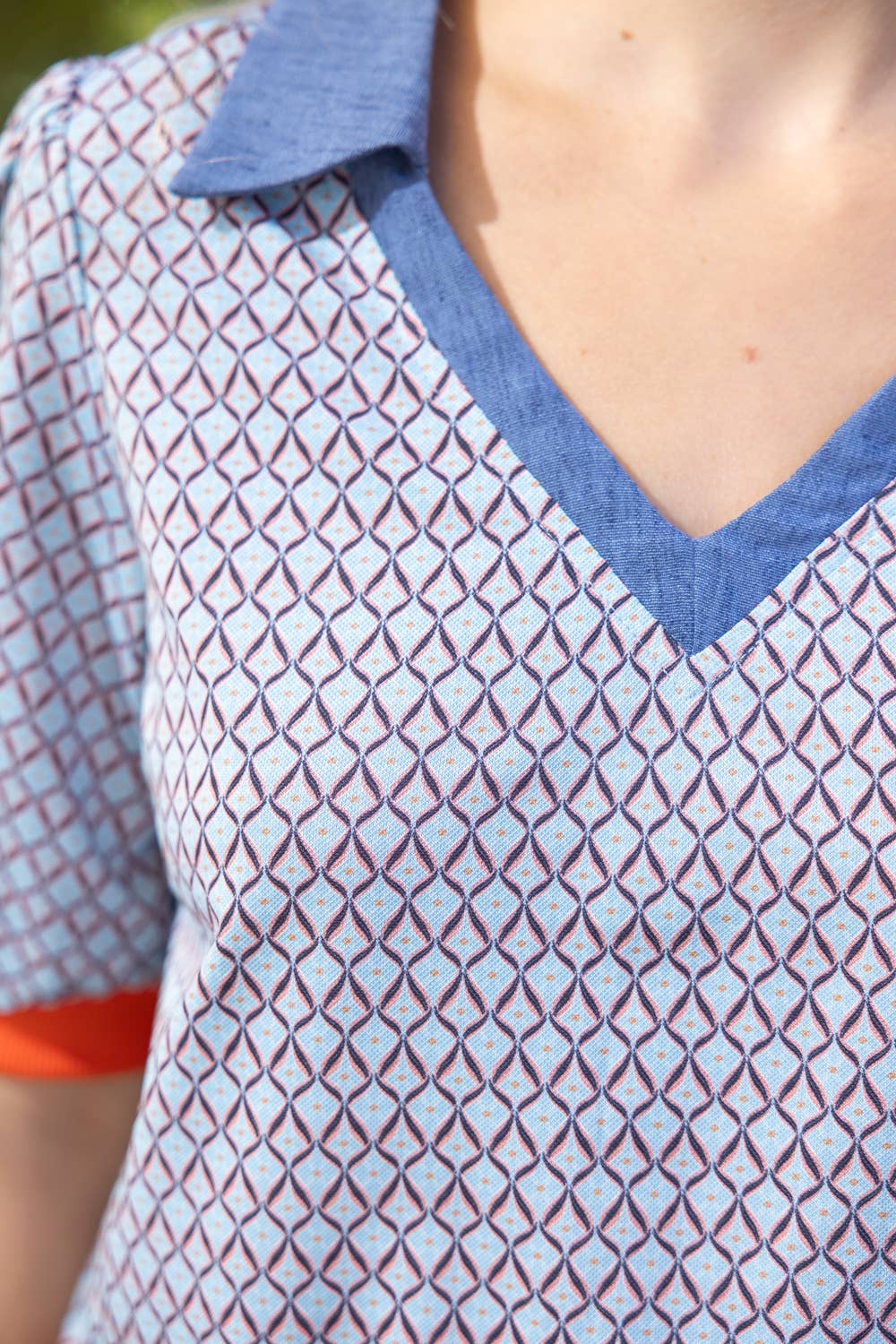 Blue Collared Knot Top - Mercantile213