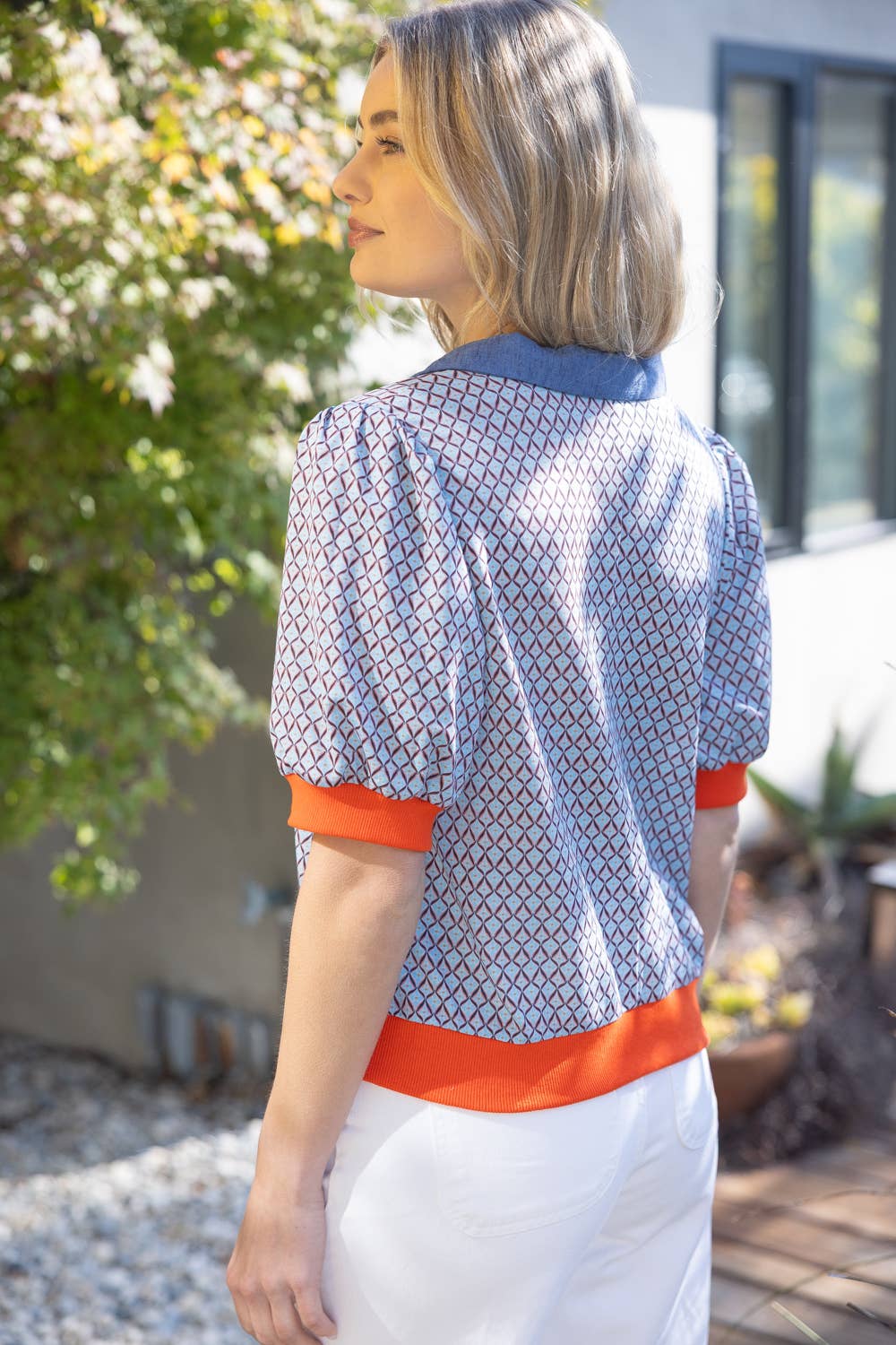 Blue Collared Knot Top - Mercantile213