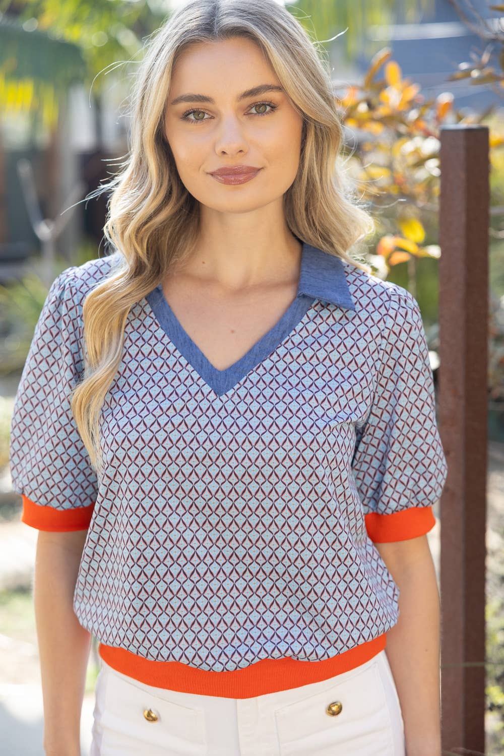 Blue Collared Knot Top - Mercantile213