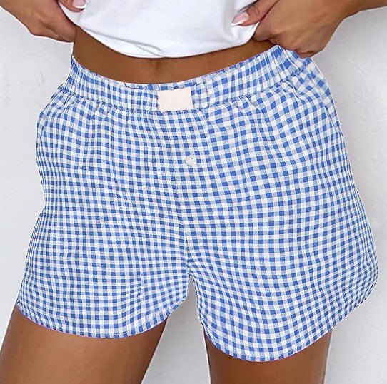 Blue Plaid Gingham Shorts - Mercantile213