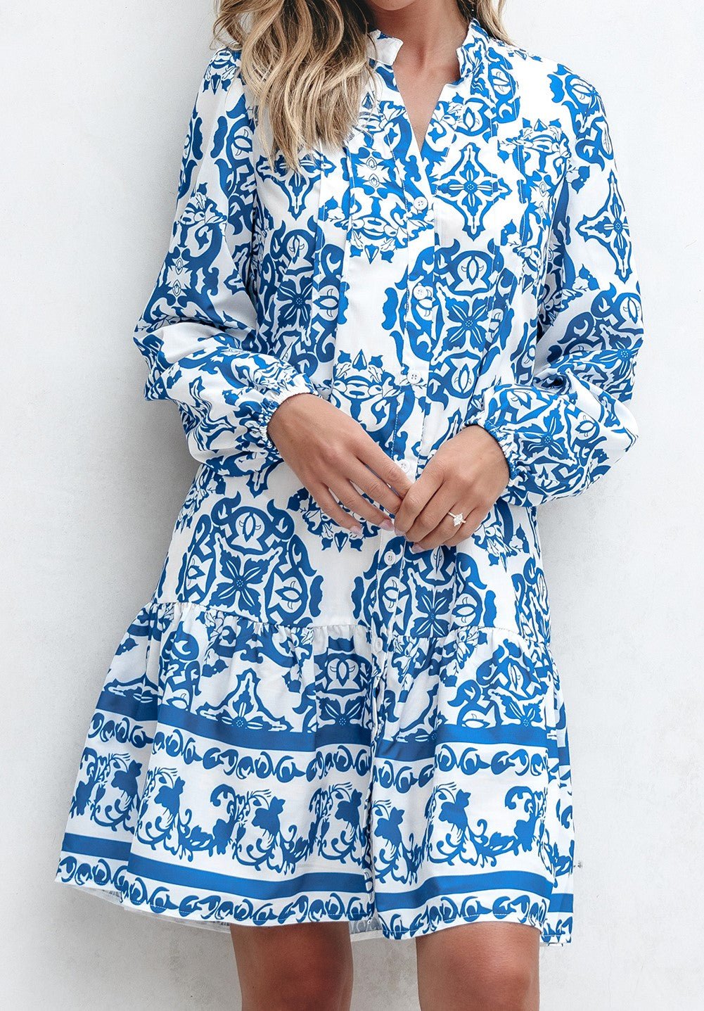 Blue/White Abstract Dress - Mercantile213