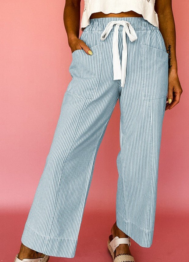 Blue/White Stripe Jeans - Mercantile213