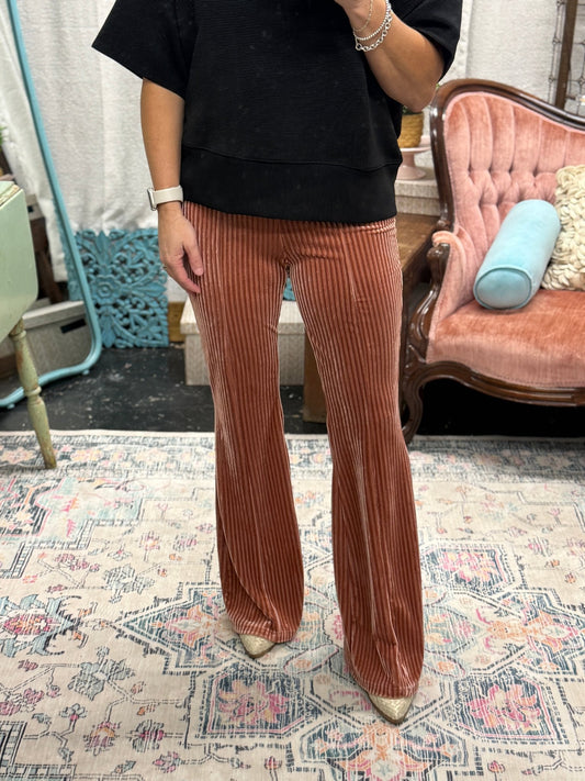 Blush Mauve Pull On Velvet Corduroy Pants - Mercantile213