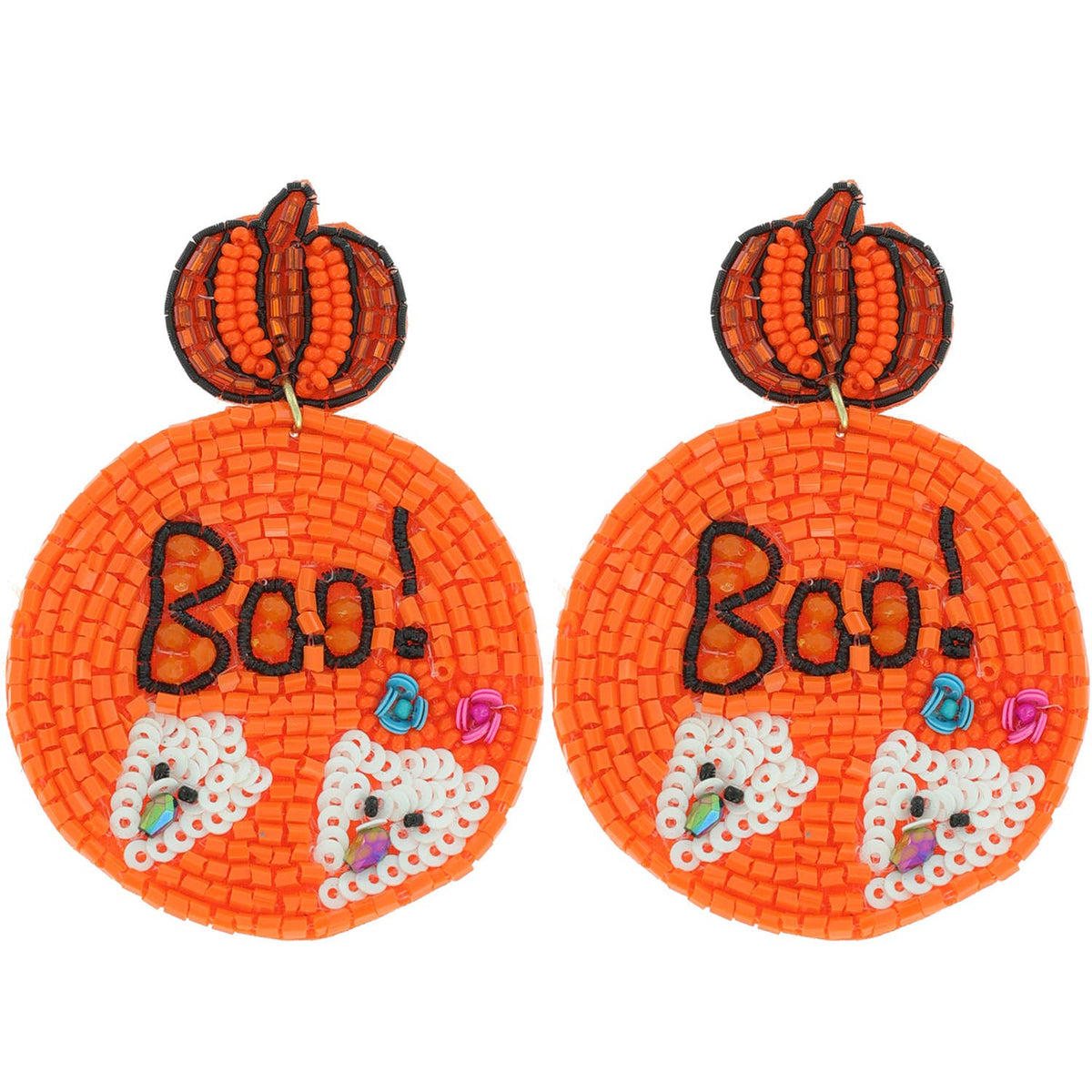 Boo Ghost Earrings- Orange - Mercantile213