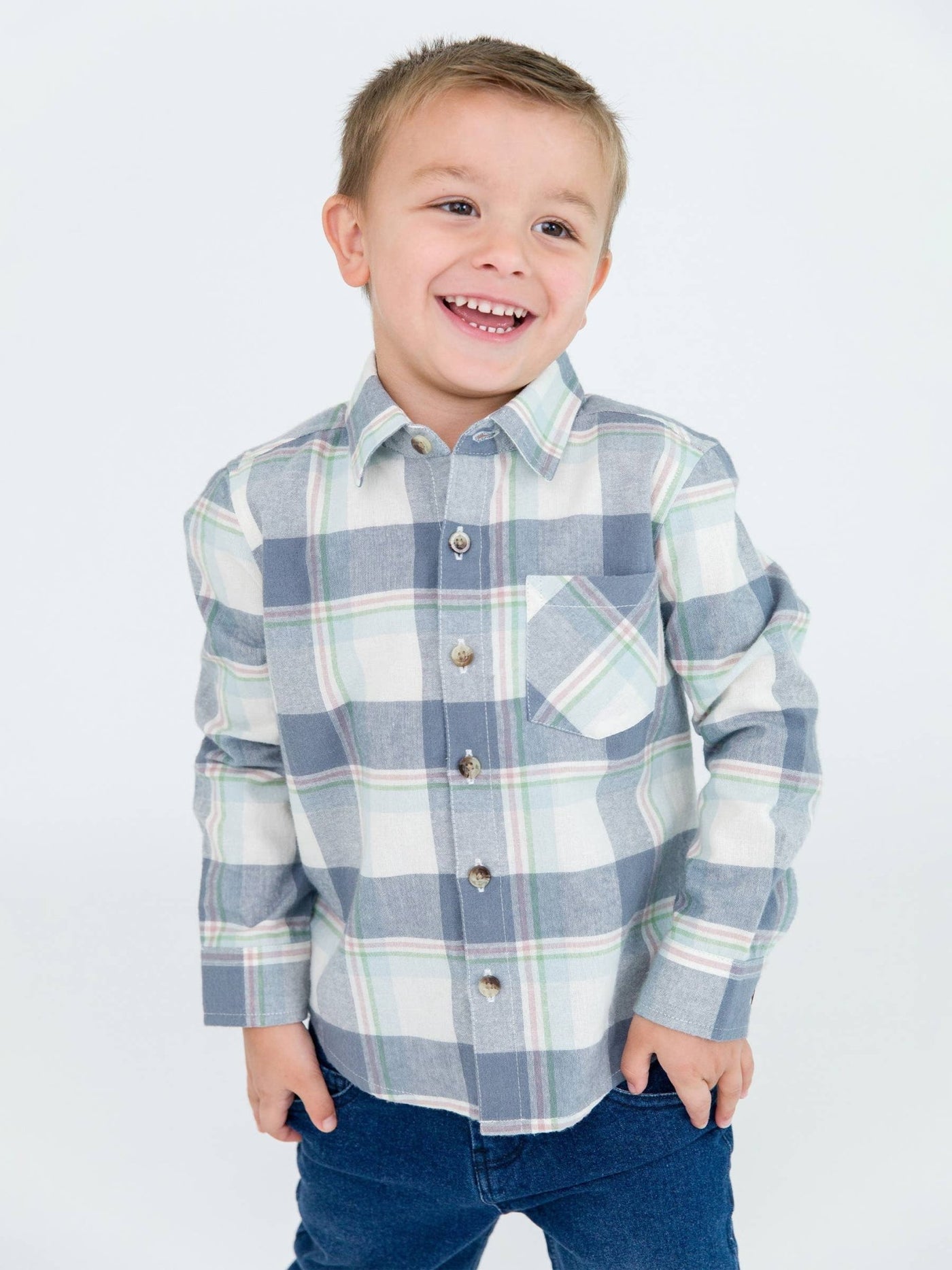 Boys Alpine Plaid Flannel Long Sleeve Button Down Shirt - Mercantile213