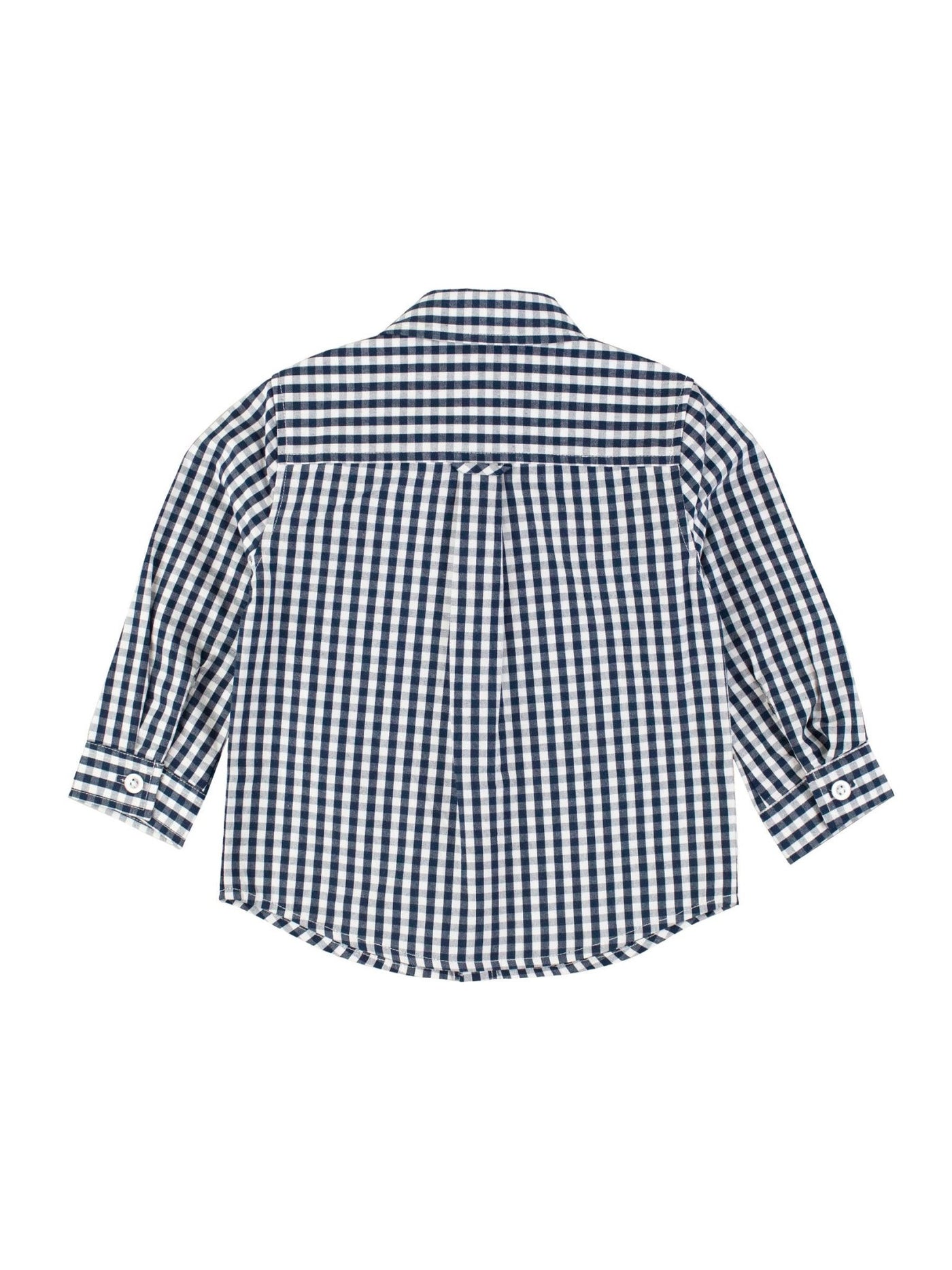 Boys Dark Navy Gingham Long Sleeve Button Down Shirt - Mercantile213