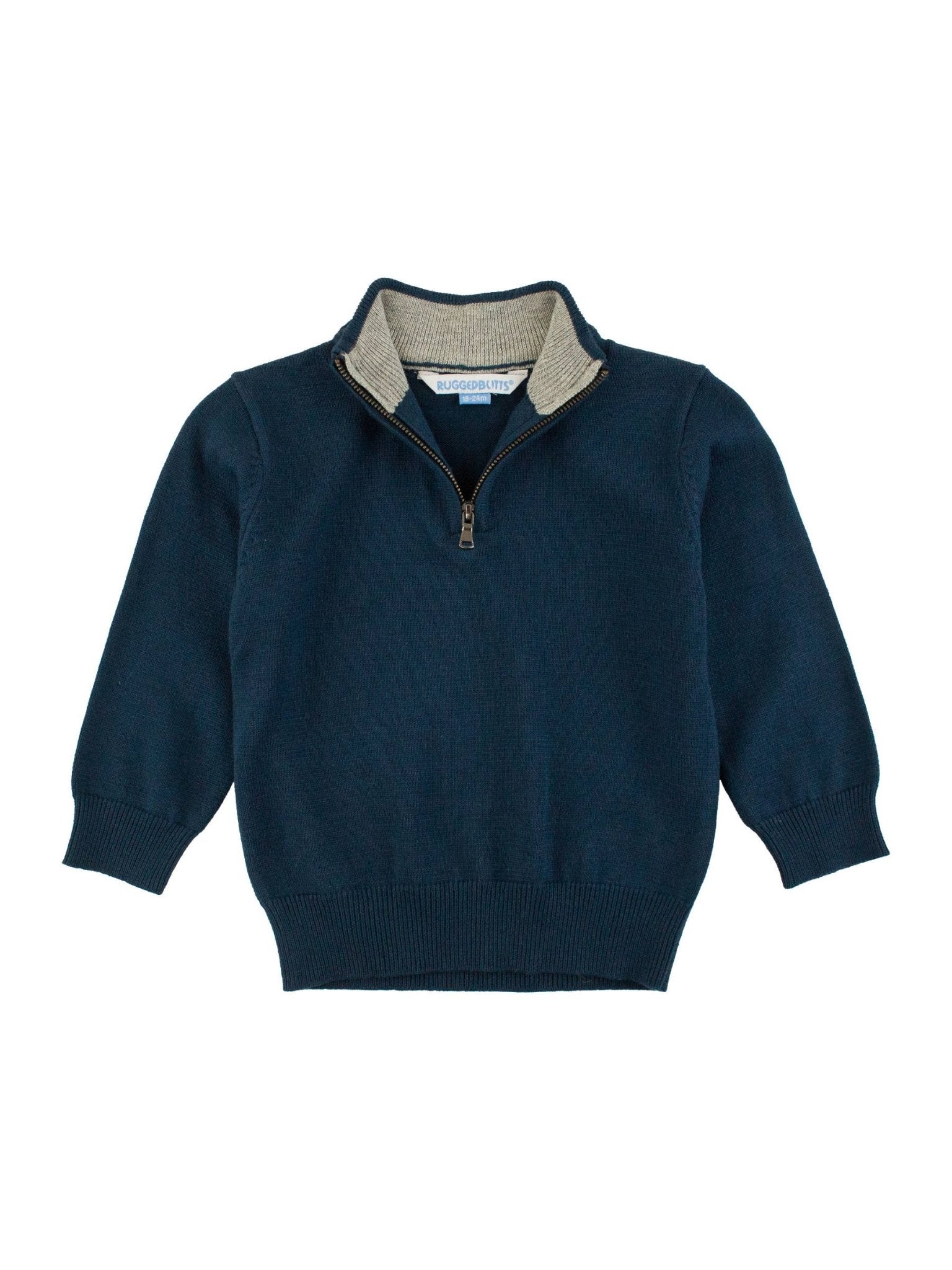 Boys Dark Navy Quarter - Zip Sweater - Mercantile213