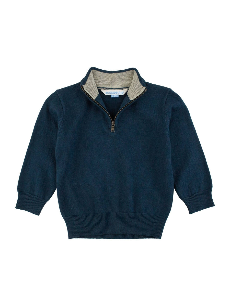 Boys Dark Navy Quarter - Zip Sweater - Mercantile213