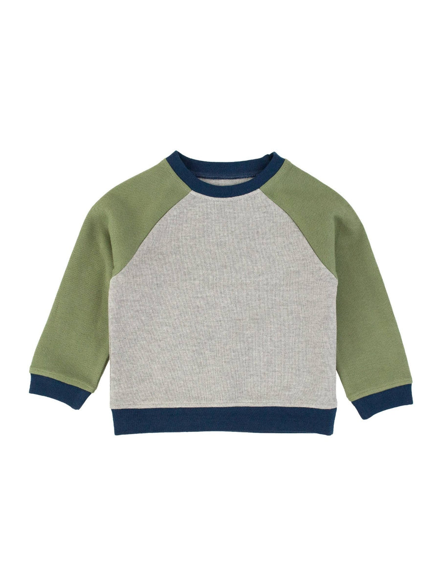 Boys Heather Gray Color Block Knit Raglan Sweatshirt - Mercantile213