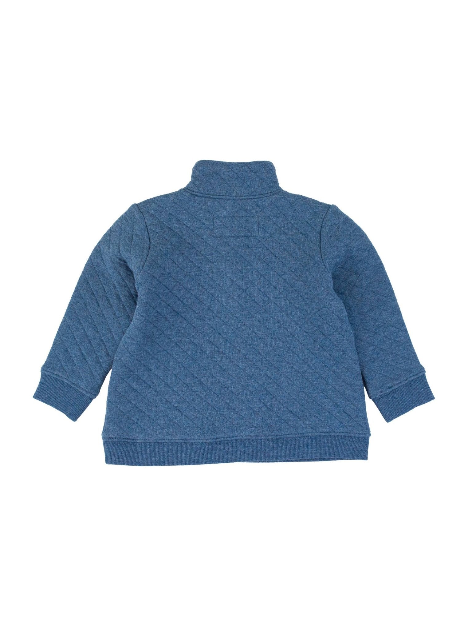 Boys Heather Indigo Quilted Quarter Snap Sweatshirt - Mercantile213