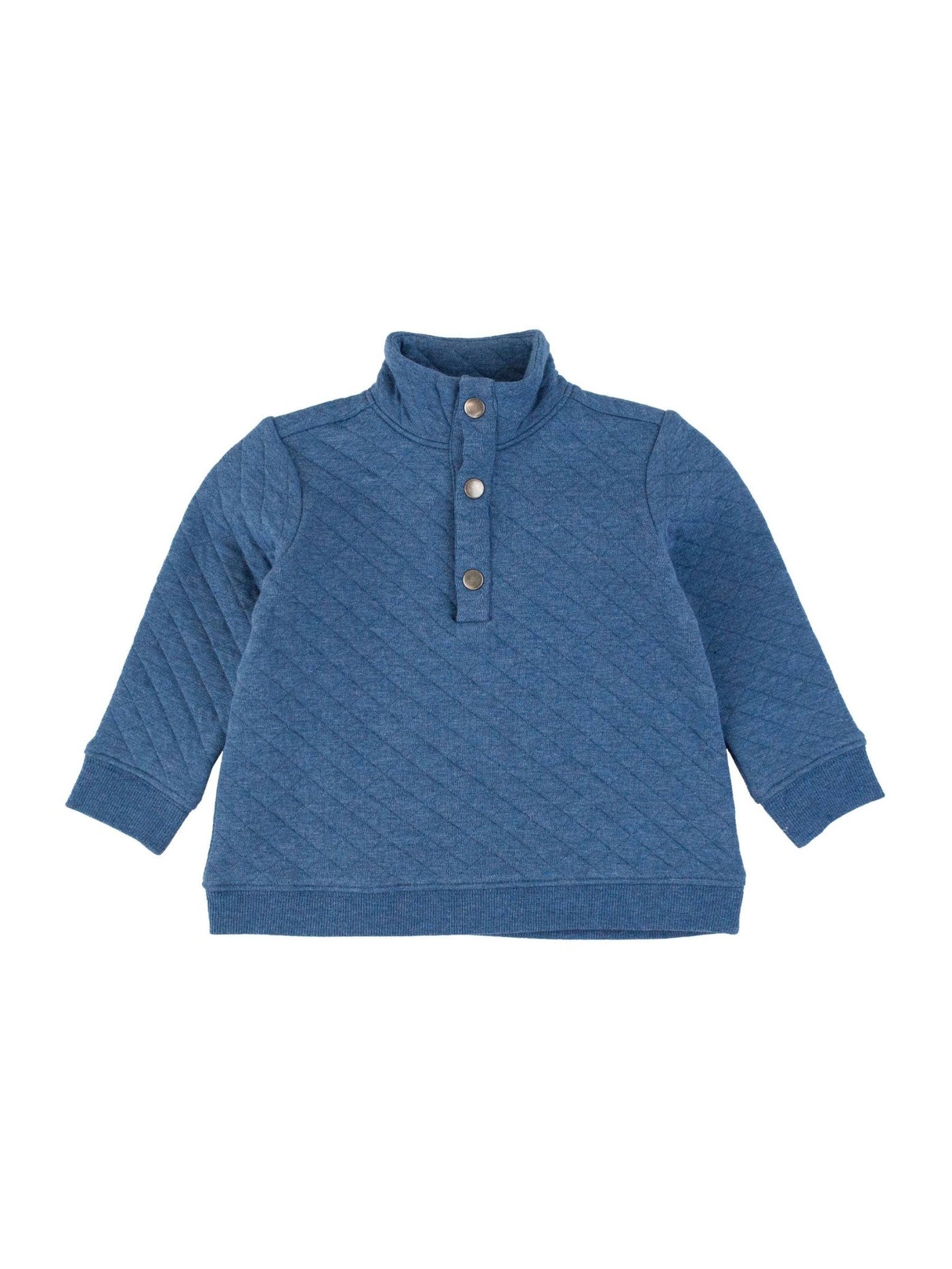 Boys Heather Indigo Quilted Quarter Snap Sweatshirt - Mercantile213