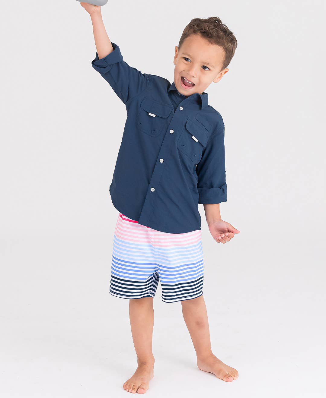 Boys Navy Sun Protective Button Down Shirt - Mercantile213