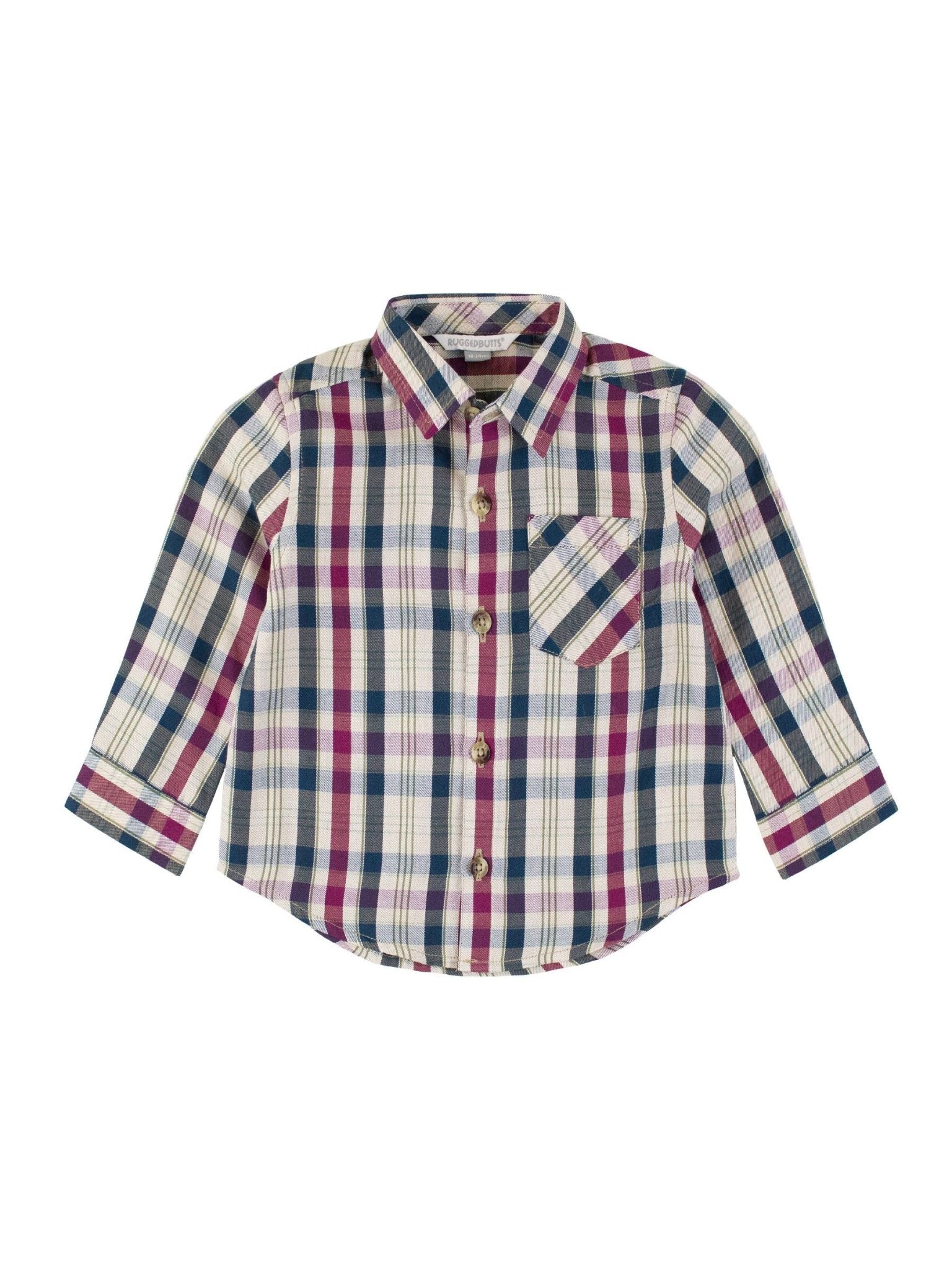 Boys Rowan Plaid Long Sleeve Button Down Shirt: - Mercantile213