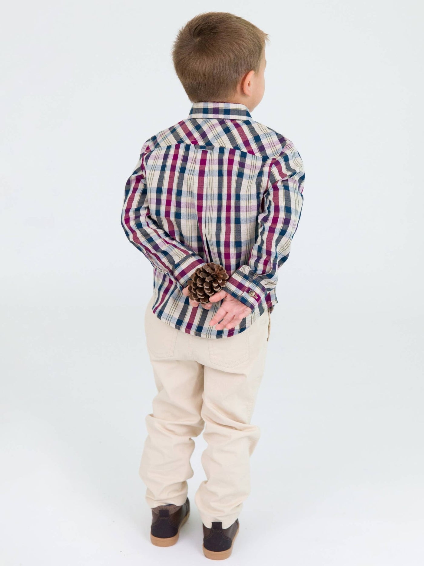 Boys Rowan Plaid Long Sleeve Button Down Shirt: - Mercantile213