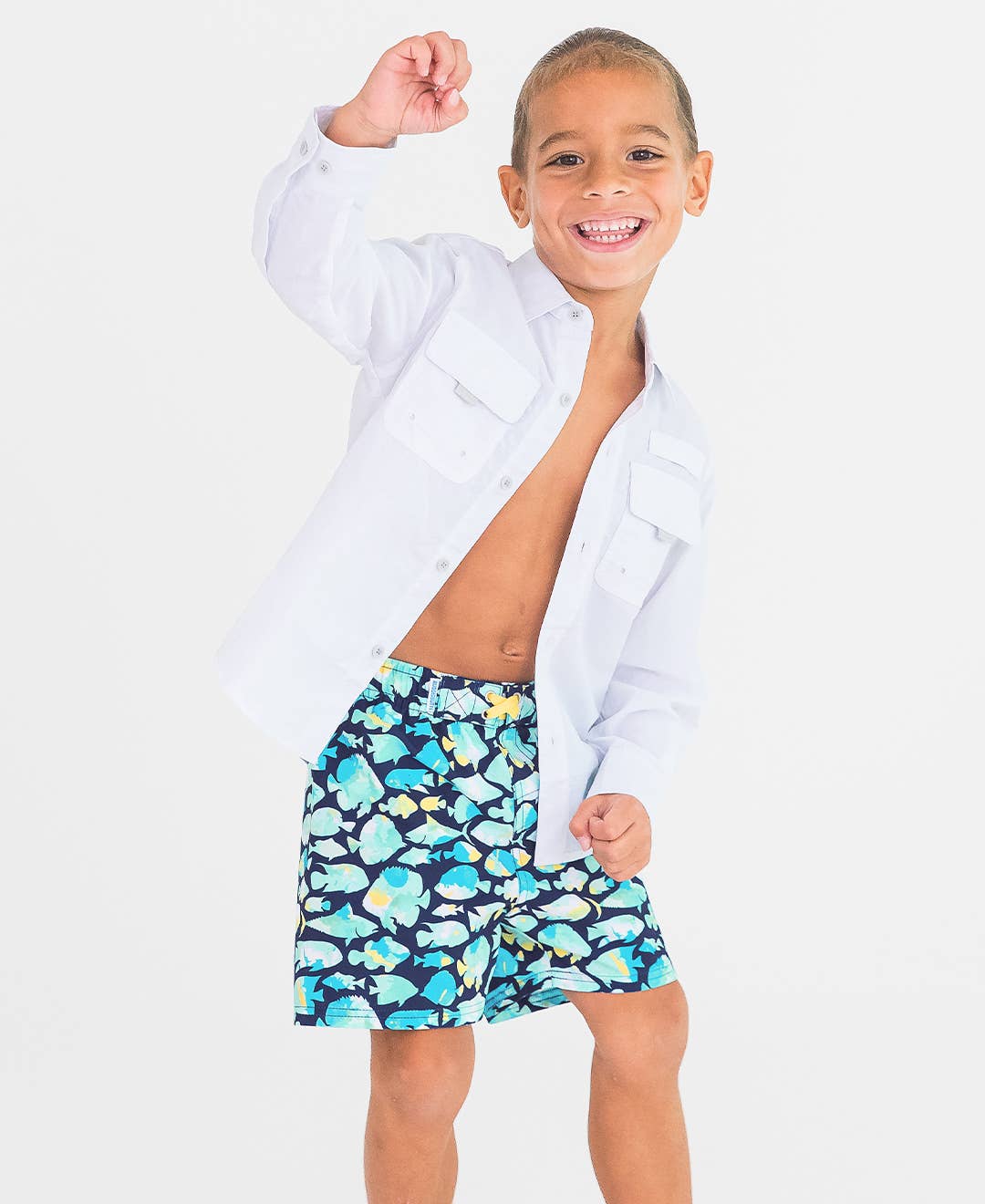 Boys White Sun Protective Button Down Shirt - Mercantile213