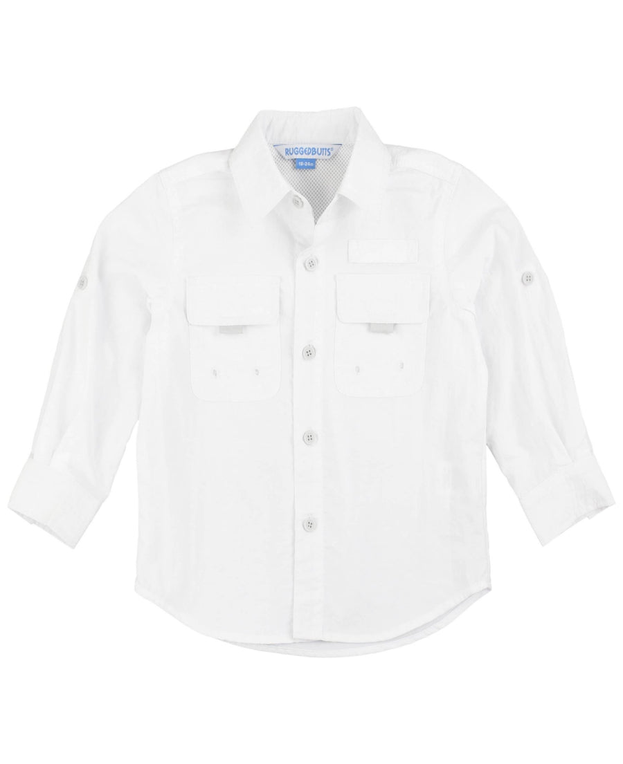 Boys White Sun Protective Button Down Shirt - Mercantile213