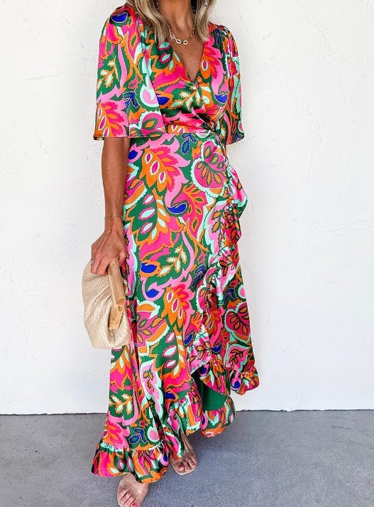 Bright Floral/Rose Maxi Dress - Mercantile213
