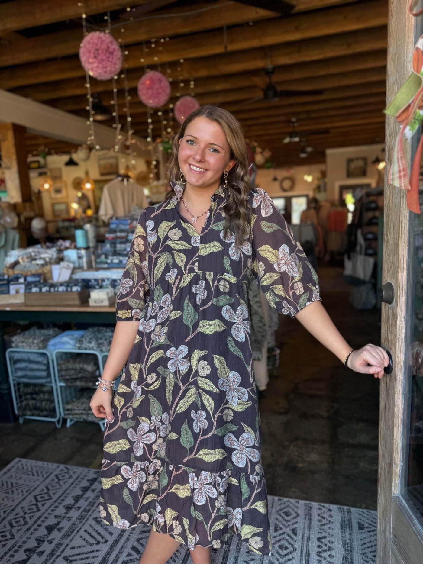 Brown Floral Mix Maxi Dress - Mercantile213