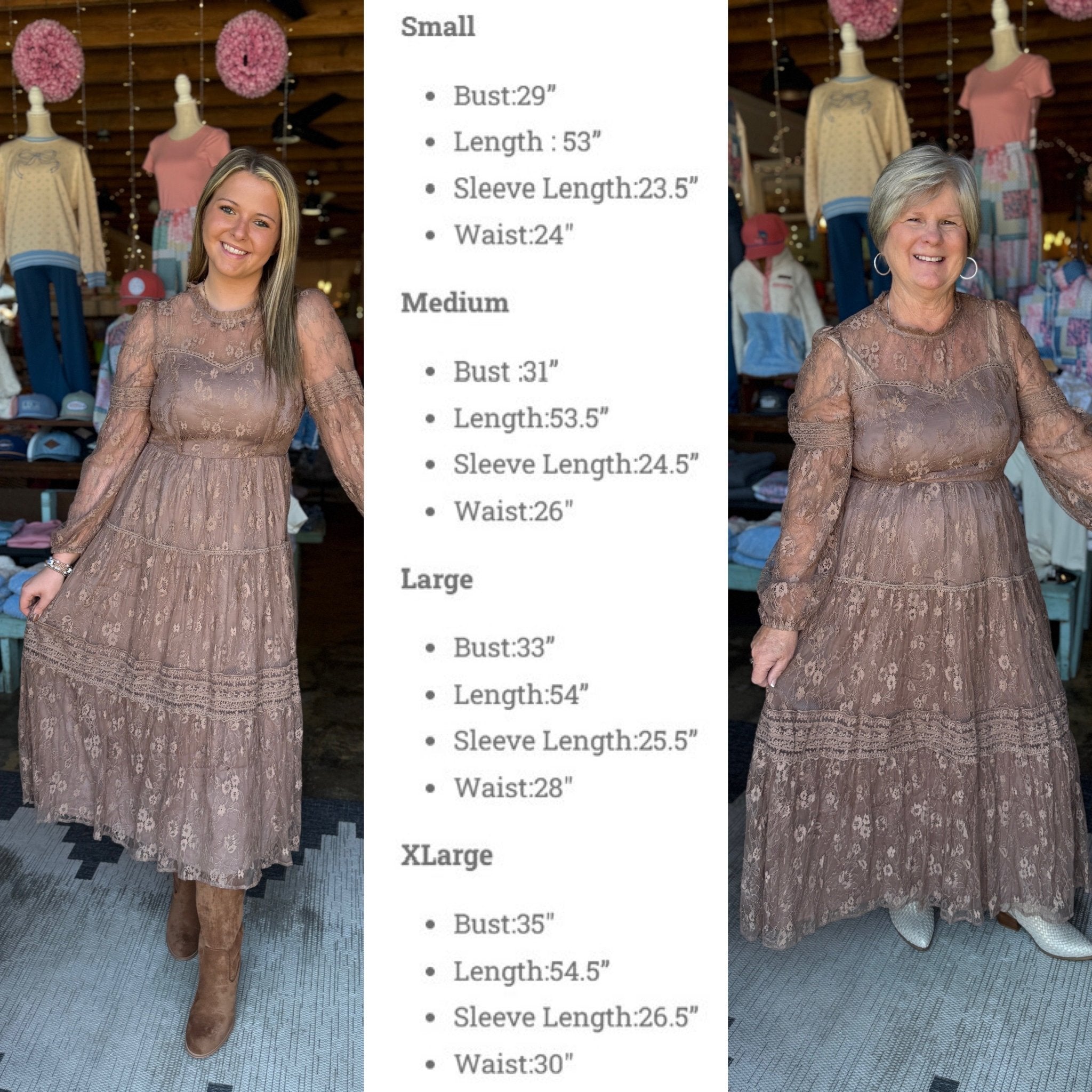 Brown Lace Tiered Dress - Mercantile213