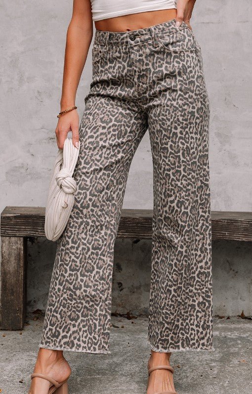 Brown Leopard Wide Leg Jeans - Mercantile213