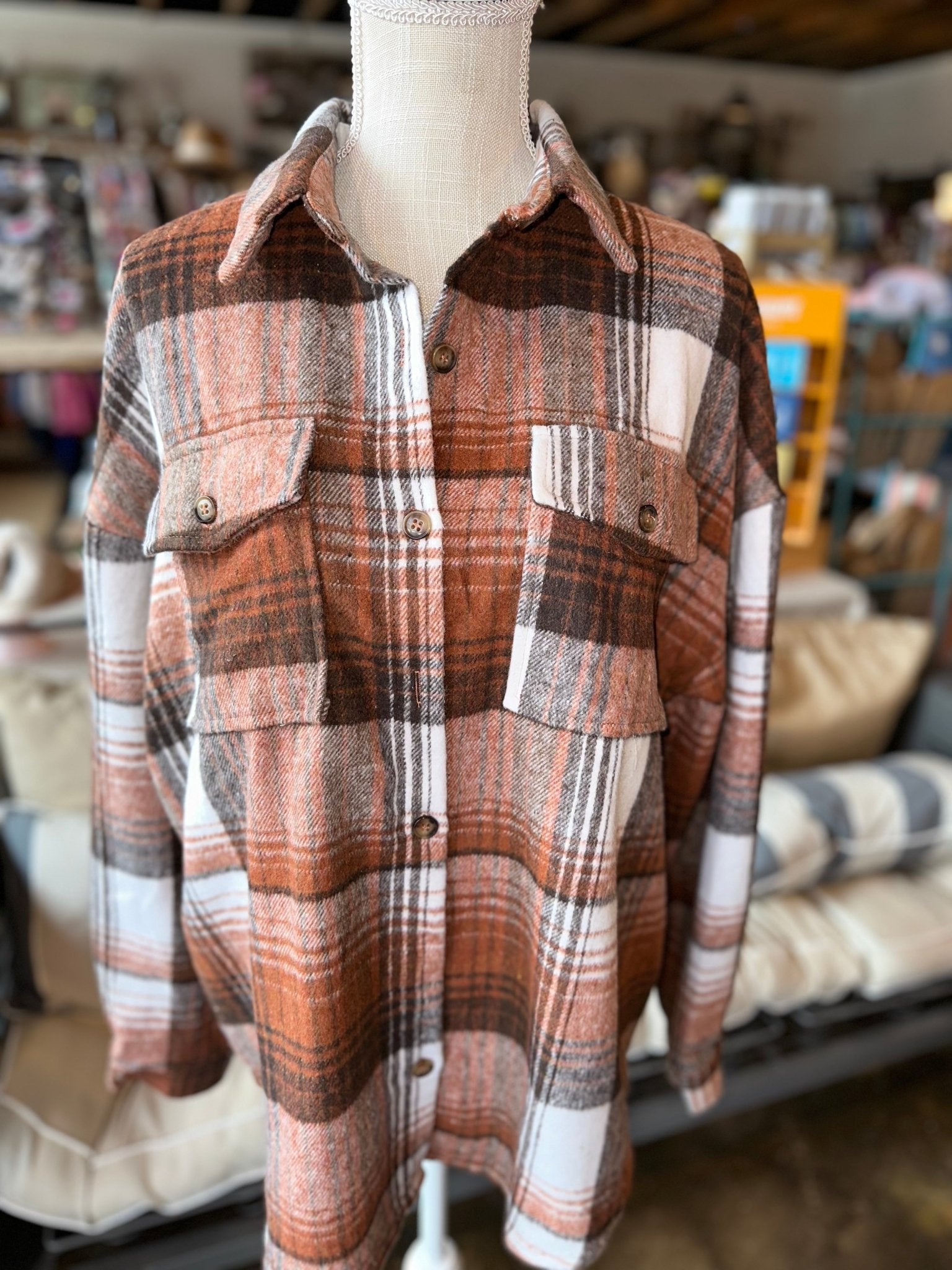 Brown Plaid Shacket - Mercantile213